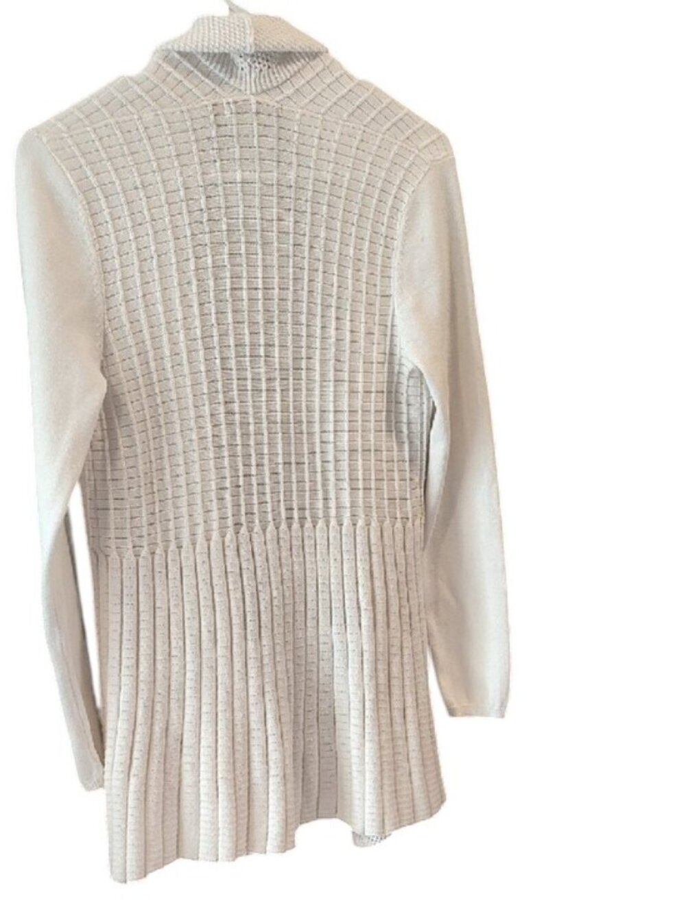Belldini | Women's White Open-Front Ribbed Cardigan Sweater | 16 PTP - Picture 5 of 5